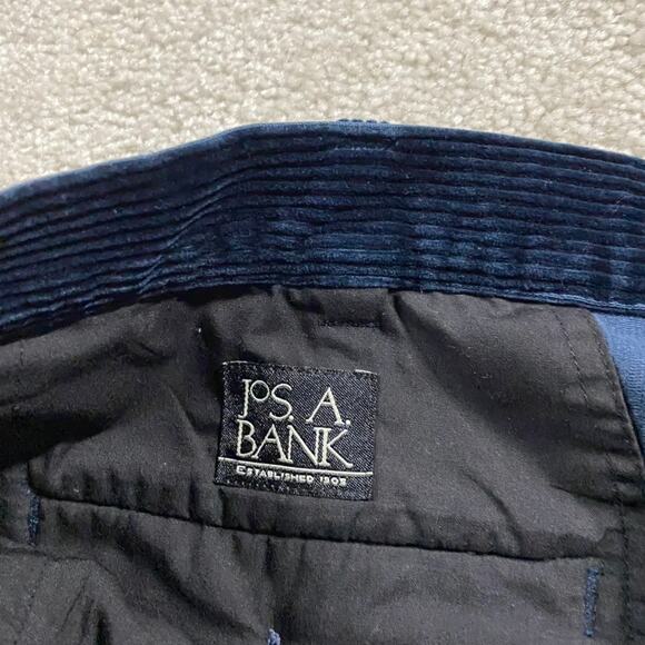 Jos A Bank Pants Mens 35x26* Navy Short Corduroy Pleated Trousers Baggy Wide Leg - Picture 4 of 10